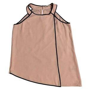 Calvin Klein Peach Halter Top Womens Med Sleeveless Asymmetrical Blouse